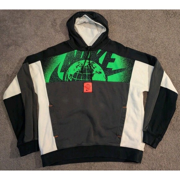 Nike Sportswear Club World Wide Hoodie Sweatshirt DC2749-010 Men's Large - Picture 1 of 6